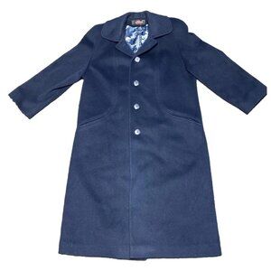 Alorna Super Fina wool trench coat petite navy blue vintage Made In The USA